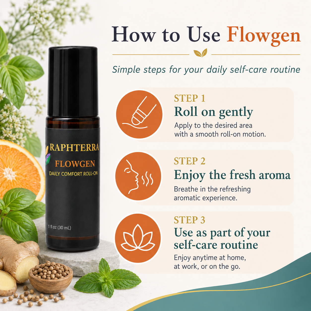 Raphterra™ Flowgen Daily Comfort Roll-On 30mL